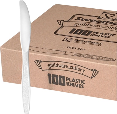 Dart® Guildware® Heavy-Weight Boxed Knife, White, 100/Box (GBX6KW-0007)
