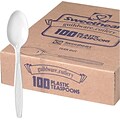 Guildware® Heavy-Weight Teaspoon, White, 100/Box (GBX7TW-0007)