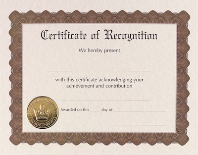 Great Papers Certificates, 8.5 x 11, Gold and Beige, 18/Pack (20104239)