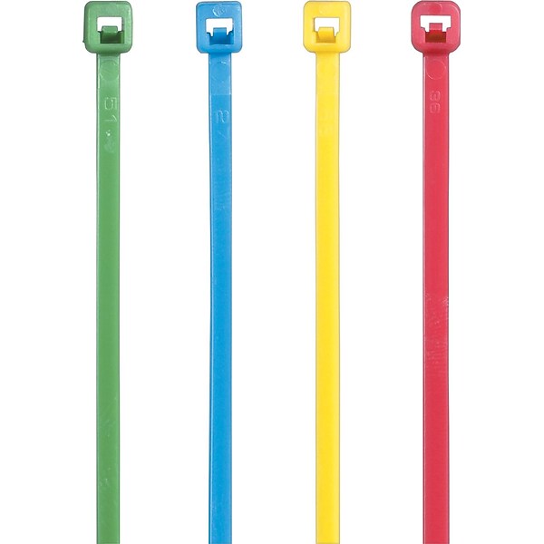Box Packaging Colored Cable Tie, 11 x 0.19, Red, 1000/Carton (769676)