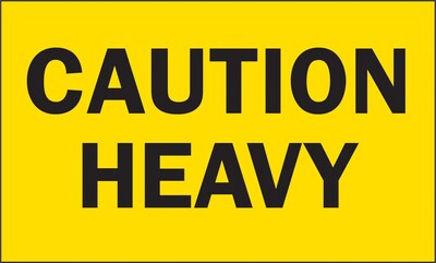 Caution Heavy Special Handling Label, 3 x 5, 500/Roll (DL2101C)