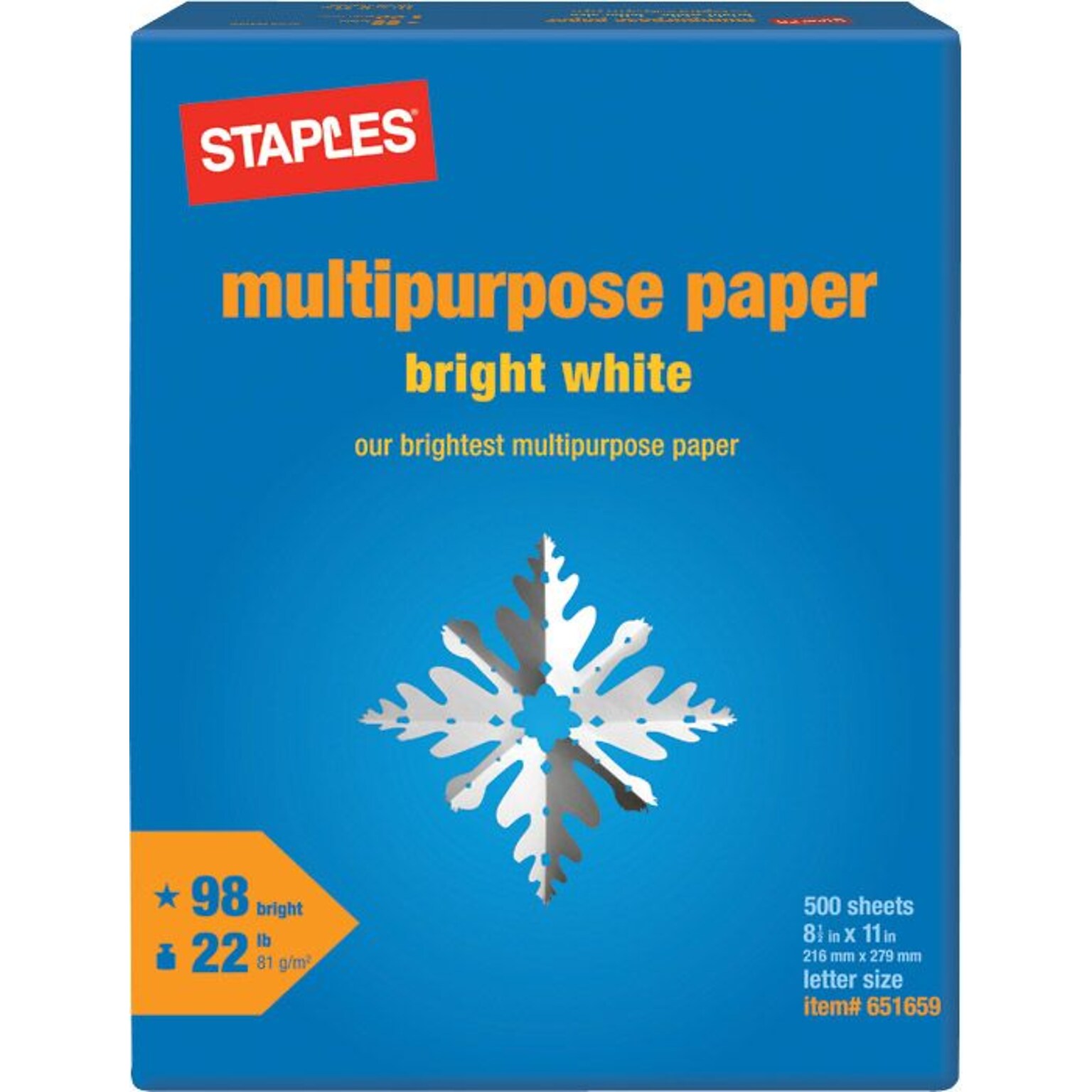 Multipurpose Paper, 8 1/2 x 11, Bright White, Ream