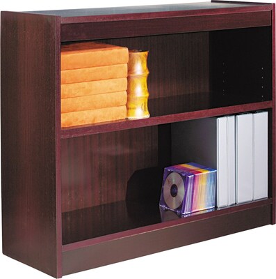 Alera Square Corner Bookcase in Mahogany Finish, 2-Shelves