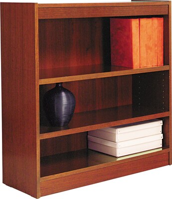 Alera® Square Corner Bookcase in Cherry Finish, 3-Shelves