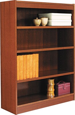 Alera® Square Corner Bookcase in Cherry Finish, 4-Shelves