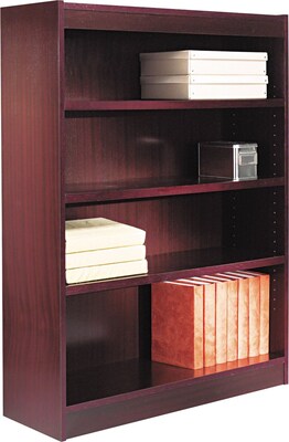 Alera® Square Corner Bookcase in Mahogany Finish, 4-Shelves