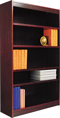 Alera® Square Corner Bookcase in Mahogany Finish, 5-Shelves