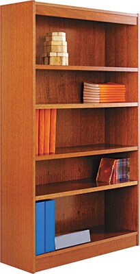 Alera™ Square Corner Bookcase in Cherry Finish, 6-Shelves