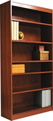 Alera Square Corner Bookcase In Mahogany Finish 6 Shelves