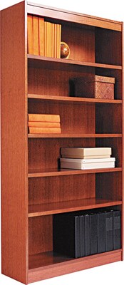 Alera™ Square Corner Bookcase in Cherry Finish, 7-Shelves