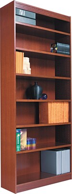 Alera® Square Corner Bookcase in Mahogany Finish, 7-Shelves