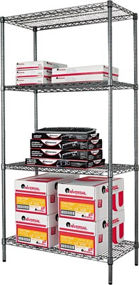 Alera® Industrial Wire Shelving Starter Set, 36Wx18D, Black Anthracite