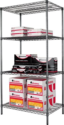 Alera® Industrial Wire Shelving Starter Set, 36Wx24D, Black Anthracite
