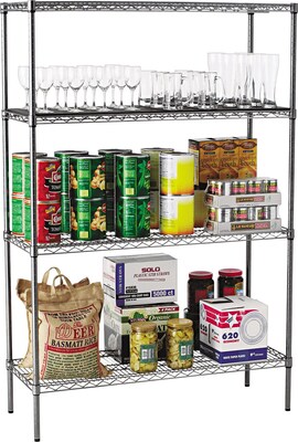 Alera® Industrial Wire Shelving Starter Set, 48Wx18D, Black Anthracite