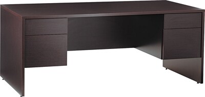 Global Genoa® Series Executive Double-Pedestal Desk, Dark Espresso, 29H x 72W x 36D