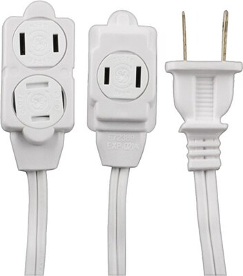 GE Polarized 15' Extension Cord, 3-Outlet, White (51962)