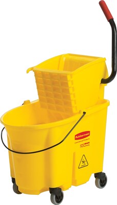 Rubbermaid® WaveBrake® Bucket with Side-Press Wringer, 35 Quarts, Yellow (FG758088YEL)