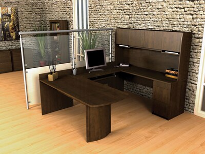 Bestar® Executive Office Collection in Chocolate Finish; U-Shaped Workstation
