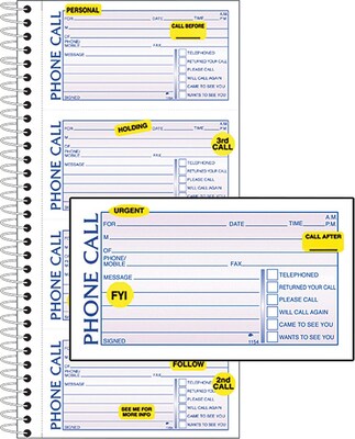 Adams® Phone Message Book with Labels