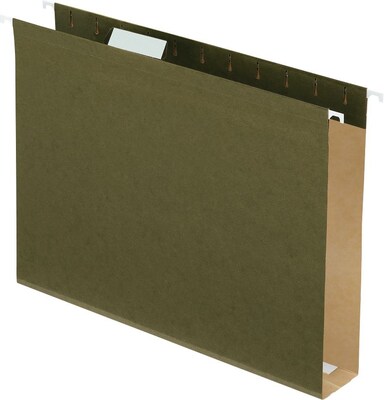Pendaflex Box Bottom 5-Tab Hanging File Folders with 2" Expansion, Letter Size, Green, 25/Box (4152X2)