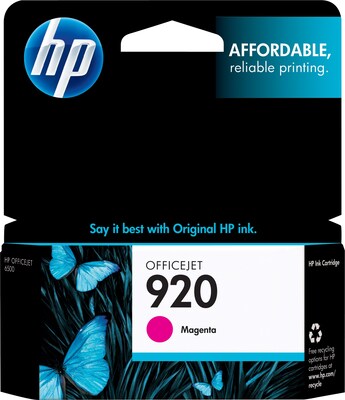 HP 920 Magenta Standard Yield Ink Cartridge (CH635AN#140), print up to 300 pages