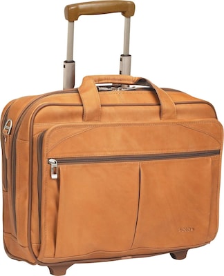 Solo New York Full-Grain Leather Rolling Laptop Case, Tan, 15.6W (D529-1)