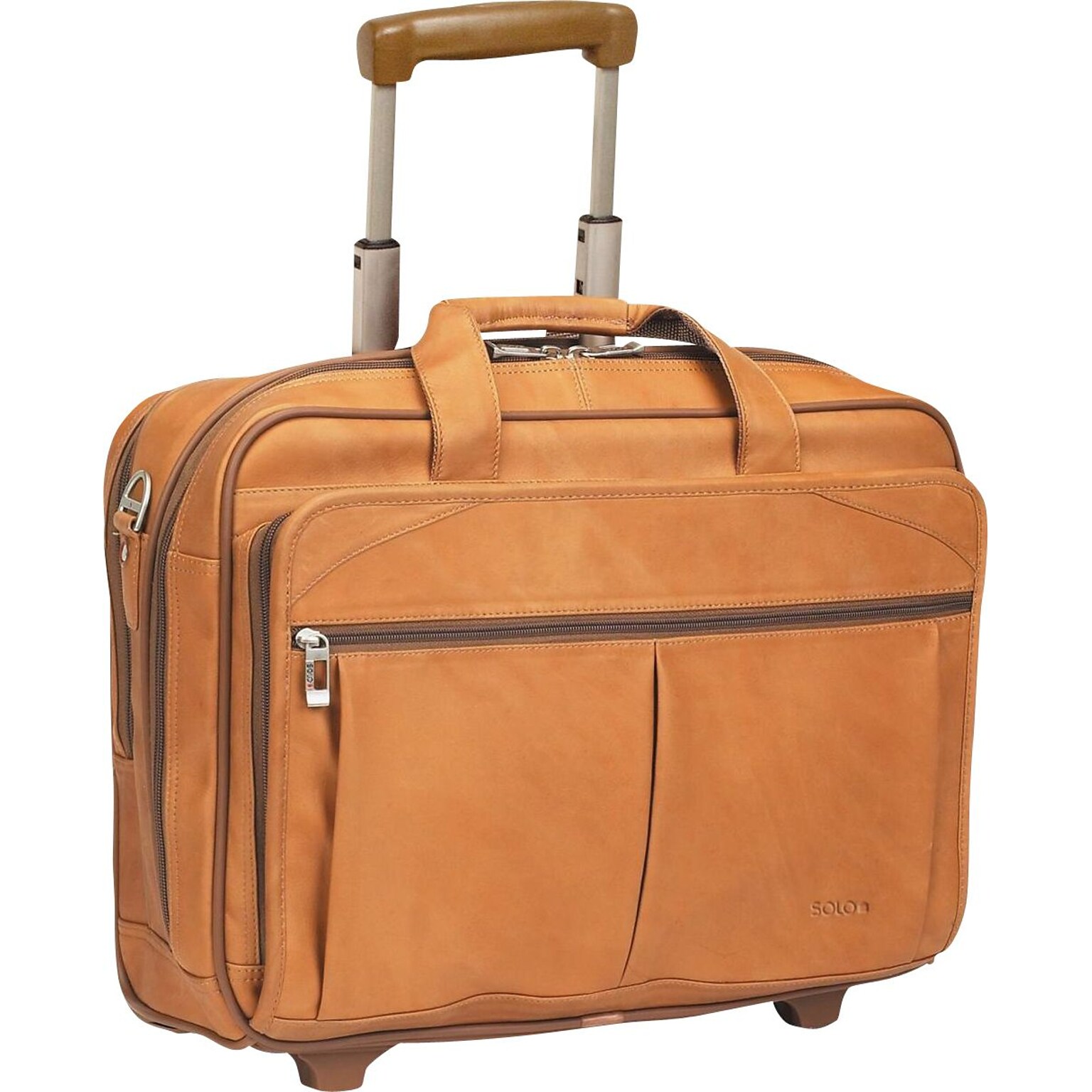 Solo New York 15.6 Leather Rolling Laptop Bag, Tan (D5291)