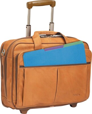 Solo New York 15.6" Leather Rolling Laptop Bag, Tan (D5291)
