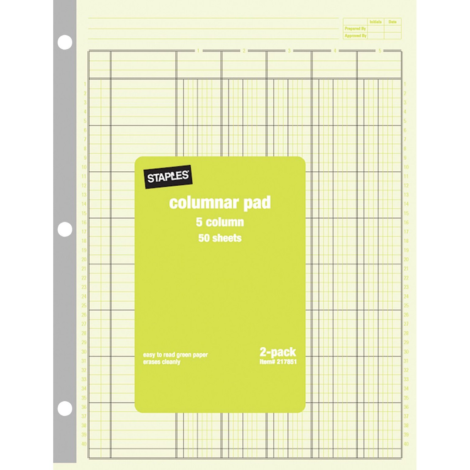 Staples® Columnar Books, 100 Pages, Green, 2/Pack (217851ABF)