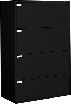 Global 9300P Series Business-Plus Lateral File Cabinet, Letter/Legal, 4-Drawer, Black, 18"D, 36"W