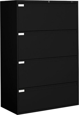 Global 9300P Series Business-Plus Lateral File Cabinet, Letter/Legal, 4-Drawer, Black, 18D, 36W