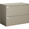 Global 9300P Series Business-Plus Lateral File Cabinet, Ltr/Lgl, 2-Drawer, Desert Putty, 18D, 36 W