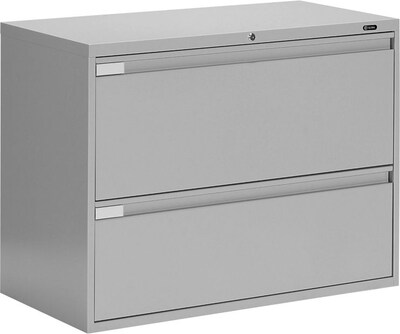 Global 9300P Series Business-Plus Lateral File Cabinet, Ltr/Lgl, 2-Drawer, Light Grey, 18D, 36W