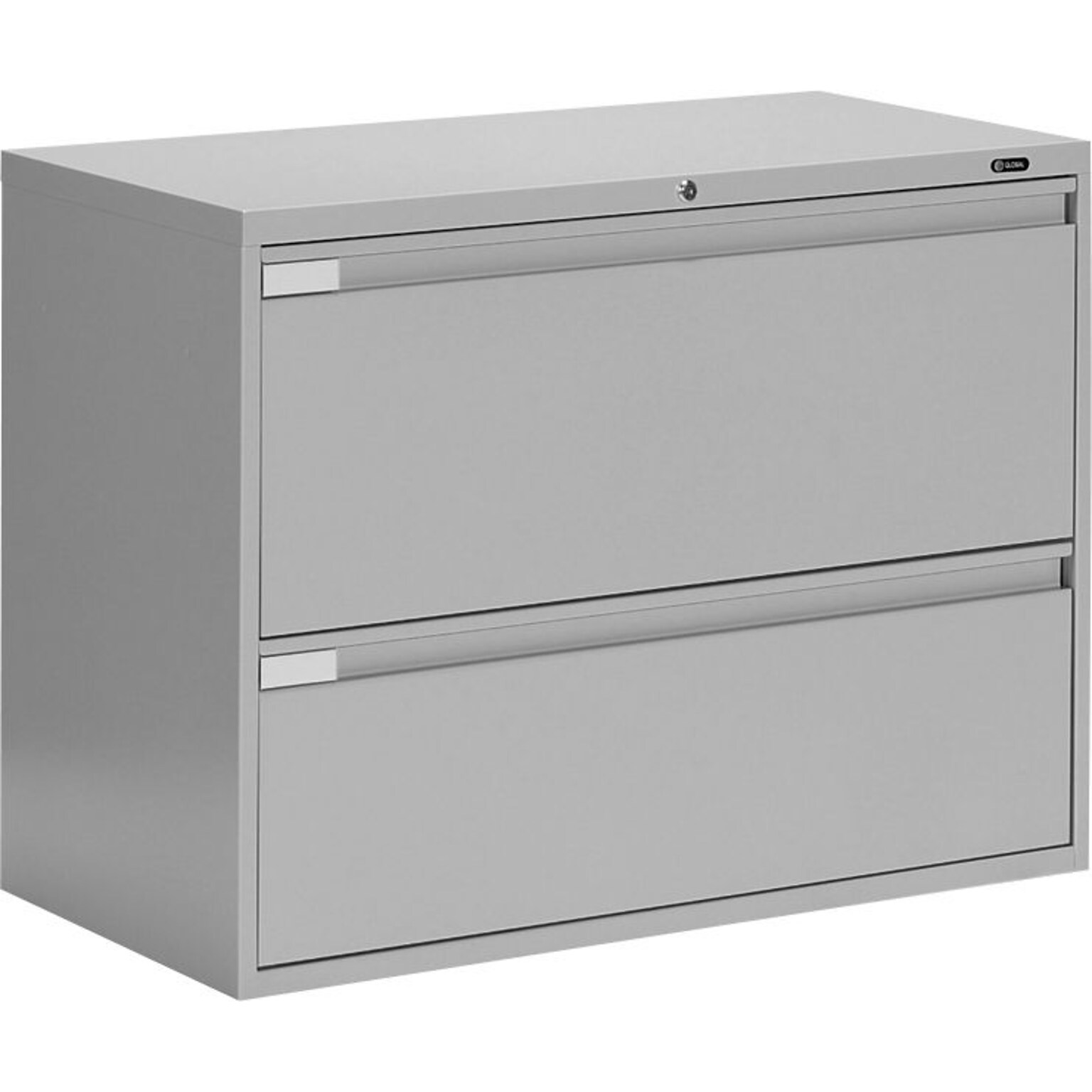 Global 9300P Series Business-Plus Lateral File Cabinet, Ltr/Lgl, 2-Drawer, Light Grey, 18D, 36W