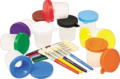 12-Pack Spill Proof Paint Cups with Lids, 4 Assorted Colors Palette