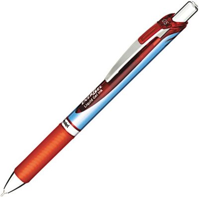 Pentel® Energel® Needle Retractable Deluxe Liquid Gel Pen, Fine Point, Red Ink (PENBLN75B)