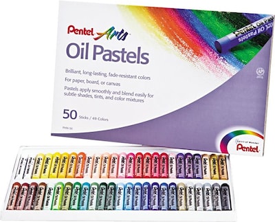 Pentel® Oil Pastel Set With Carrying Case, Assorted, 50/Set