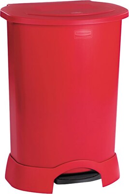 Rubbermaid Step-On Waste Containers; 30 Gallons, Red, 34 1/4H x 24 1/4W x 19 3/4D