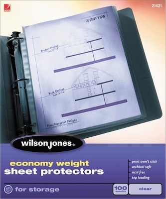 Wilson Jones Top-Loading Sheet Protectors, Economy Weight, 8-1/2 x 11, Clear, 2 mil, 50/Box (WLJ21