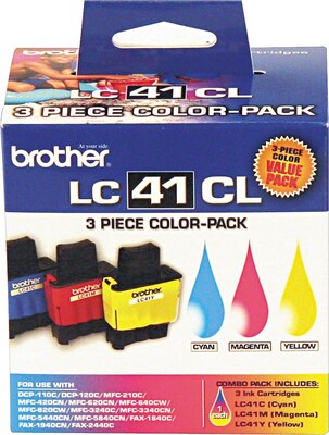 Brother LC41CL Color Ink Cartridge, Standard Yield, 3/Pack