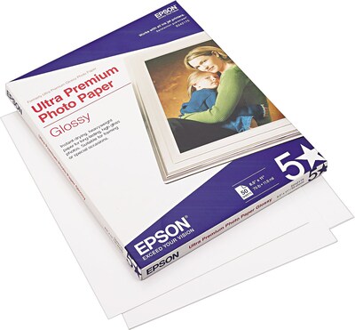 Epson Ultra-Premium Glossy Photo Paper, 8-1/2 x 11, 50 Sheets per Pack