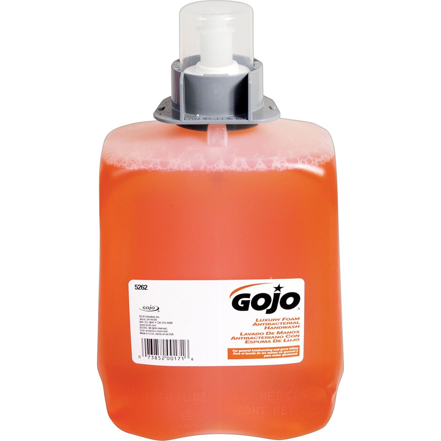 GOJO Luxury Antibacterial Foaming Hand Soap Refill for FMX 20 Dispenser, Orange Blossom Scent, 2000 ml., 2/Carton (5262-02)