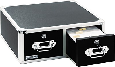 Vaultz® Locking 4x6 Index Card Cabinet, Double Drawer, Black