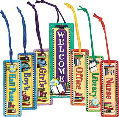 Plastic Wrapped Hall Passes on Nylon Cords, 6 x 2, 6/Pk