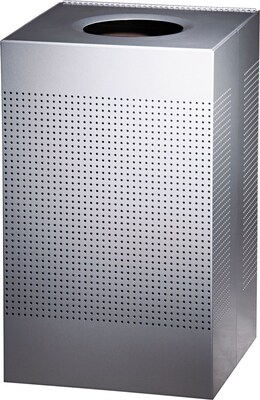 Rubbermaid Designer Line™ Silhouettes Waste Receptacles, Steel, 20 Gallon, Silver Metallic, 30H x 18 3/4W x 14 3/4D
