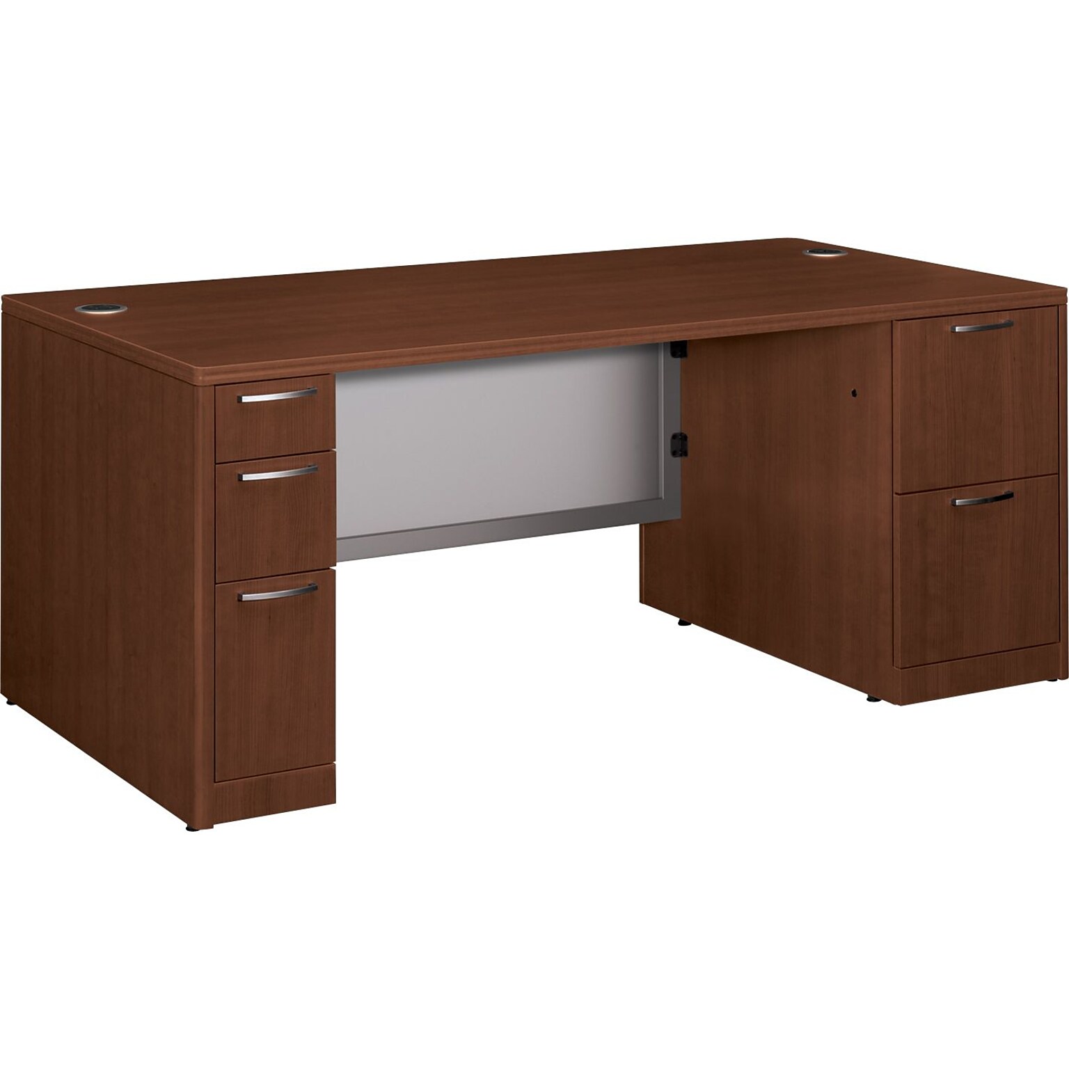 HON Attune™ Laminate Series Double-Pedestal Desk, Shaker Cherry, 29.5H x 72W x 36D (H11899GC3FF)