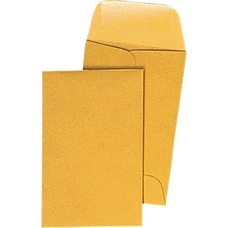 Brown Kraft Coin Envelopes with #7 Gummed 3-1/2 x 6-1/2, Closure, 500/Box