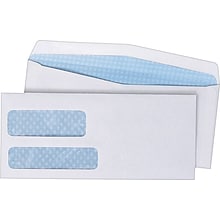 Quality Park Security Tinted #9 Double Window Envelope, 3 7/8 x 8 7/8, White Wove, 500/Box (24524)