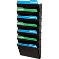 Stackable DocuPocket® Wall Files, 7 Pockets, Letter, Black, 28.73H x 12.98W x 3.93D
