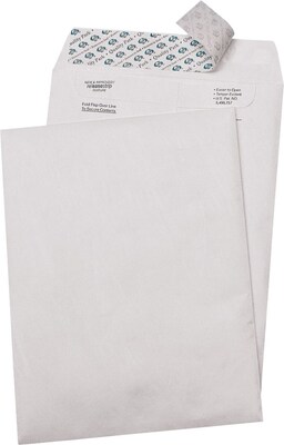 Quality Park Tyvek Flap-Stik Self Seal Catalog Envelope, 9 1/2 x 12 1/2, White, 100/Box (R1520)